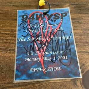 Smashing Pumpkins Autographed Back Stage Pass Electric Factory Philadelphia 2000